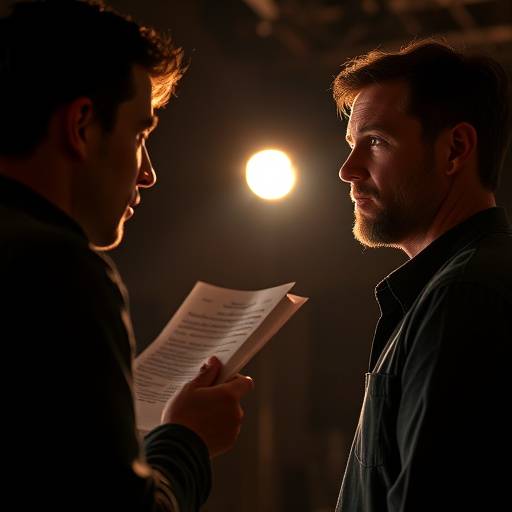An actor performing a monologue during an audition, expressing intense emotion